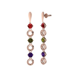 Leilani Küpe - Garnet, peridot ve ametist 8 ayar rose altın küpe #vzjp7i