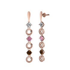 Leilani Küpe - Swarovski, pembe kuvars ve dumanlı kuvars 18 ayar rose altın küpe #w7ygnp