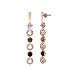 Leilani Küpe - Swarovski, peridot ve siyah zirkon 18 ayar rose altın küpe #wh4dky