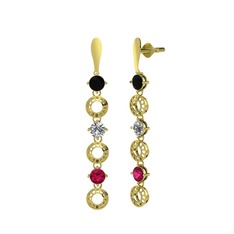 Leilani Küpe - Siyah zirkon, swarovski ve rodolit garnet 8 ayar altın küpe #wypqkq