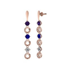 Leilani Küpe - Ametist, lab safir ve swarovski 8 ayar rose altın küpe #xes6f