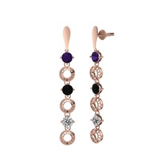 Leilani Küpe - Ametist, siyah zirkon ve swarovski 8 ayar rose altın küpe #xsltzy