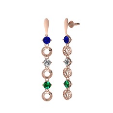 Leilani Küpe - Lab safir, swarovski ve yeşil kuvars 18 ayar rose altın küpe #y1b7hu