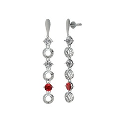 Leilani Küpe - Swarovski ve garnet 18 ayar beyaz altın küpe #yjmd42