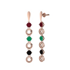 Leilani Küpe - Kök yakut, kök zümrüt ve siyah zirkon 925 ayar rose altın kaplama gümüş küpe #yptwp7