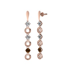 Leilani Küpe - Beyaz zirkon, swarovski ve dumanlı kuvars 8 ayar rose altın küpe #z7g7tz