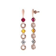 Leilani Küpe - Rodolit garnet, sitrin ve swarovski 14 ayar rose altın küpe #zgluq