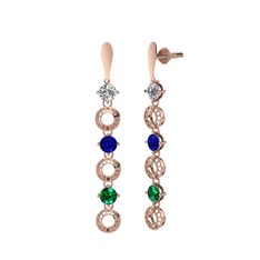 Leilani Küpe - Swarovski, lab safir ve yeşil kuvars 925 ayar rose altın kaplama gümüş küpe #zr7m5m