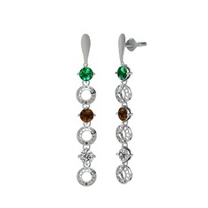 Leilani Küpe - Yeşil kuvars, dumanlı kuvars ve swarovski 8 ayar beyaz altın küpe #zsut2a