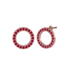 Rodolit garnet 14 ayar rose altın küpe