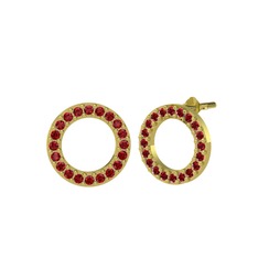 Garnet 14 ayar altın küpe