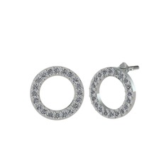 Swarovski 14 ayar beyaz altın küpe