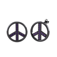 Barış Küpe - Ametist 925 ayar siyah rodyum kaplama gümüş küpe #15ljfbn