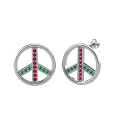 Rodolit garnet ve yeşil kuvars 925 ayar gümüş küpe