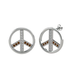 Barış Küpe - Swarovski ve dumanlı kuvars 8 ayar beyaz altın küpe #1a0td3m