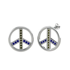 Barış Küpe - Peridot ve lab safir 14 ayar beyaz altın küpe #1alpkox