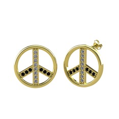 Barış Küpe - Pırlanta ve siyah zirkon 925 ayar altın kaplama gümüş küpe (0.144 karat) #1cbxyio