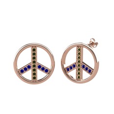 Peridot ve lab safir 18 ayar rose altın küpe