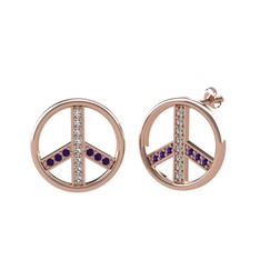 Swarovski ve ametist 8 ayar rose altın küpe