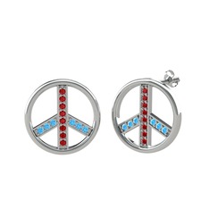 Garnet ve akuamarin 925 ayar gümüş küpe