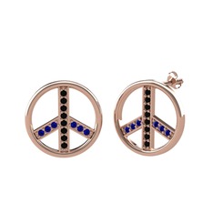 Barış Küpe - Siyah zirkon ve lab safir 925 ayar rose altın kaplama gümüş küpe #1hvgqjw