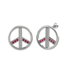 Barış Küpe - Beyaz zirkon ve rodolit garnet 925 ayar gümüş küpe #1ivvkjb