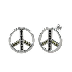 Barış Küpe - Siyah zirkon ve peridot 925 ayar gümüş küpe #1jsmj53