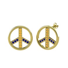 Sitrin ve lab safir 925 ayar altın kaplama gümüş küpe