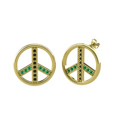 Barış Küpe - Peridot ve yeşil kuvars 18 ayar altın küpe #1mjeo1j