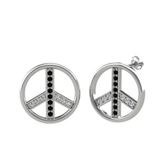 Barış Küpe - Siyah zirkon ve swarovski 14 ayar beyaz altın küpe #1mlrk7j