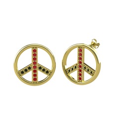 Garnet ve peridot 925 ayar altın kaplama gümüş küpe