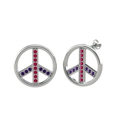 Barış Küpe - Rodolit garnet ve ametist 925 ayar gümüş küpe #1ptp1l9