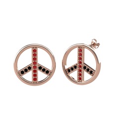 Barış Küpe - Garnet ve siyah zirkon 18 ayar rose altın küpe #1qrcbnl