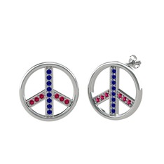 Lab safir ve rodolit garnet 14 ayar beyaz altın küpe