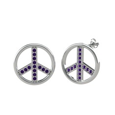 Ametist 14 ayar beyaz altın küpe