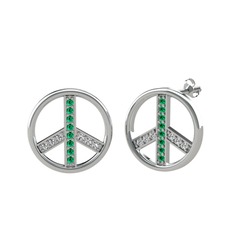 Barış Küpe - Yeşil kuvars ve swarovski 8 ayar beyaz altın küpe #1sgw8g0