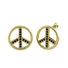 Barış Küpe - Siyah zirkon 8 ayar altın küpe #1w48qqq