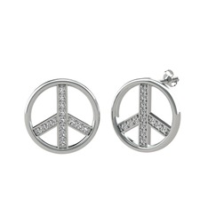 Beyaz zirkon ve swarovski 8 ayar beyaz altın küpe