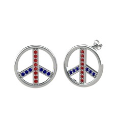 Barış Küpe - Garnet ve lab safir 8 ayar beyaz altın küpe #1yxbhey