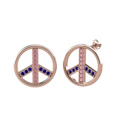 Barış Küpe - Pembe kuvars ve lab safir 18 ayar rose altın küpe #34tyrq