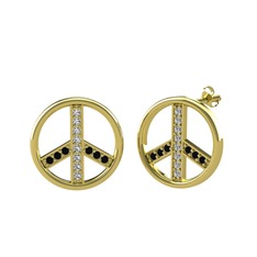 Barış Küpe - Swarovski ve siyah zirkon 8 ayar altın küpe #42d7tm