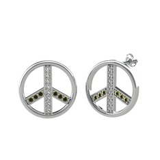 Barış Küpe - Swarovski ve peridot 18 ayar beyaz altın küpe #4uxr0x