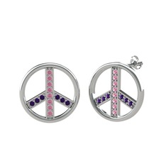 Barış Küpe - Pembe kuvars ve ametist 925 ayar gümüş küpe #6wdiit