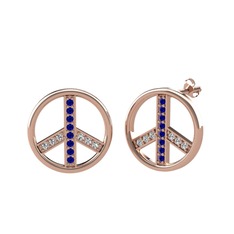 Lab safir ve swarovski 14 ayar rose altın küpe