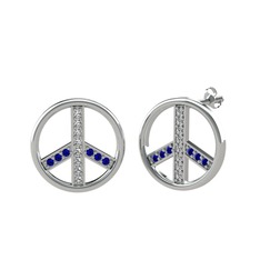 Barış Küpe - Swarovski ve lab safir 8 ayar beyaz altın küpe #89va4j