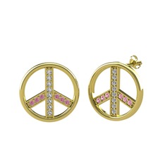 Barış Küpe - Swarovski ve pembe kuvars 925 ayar altın kaplama gümüş küpe #c5rcff