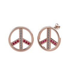 Barış Küpe - Pırlanta ve rodolit garnet 18 ayar rose altın küpe (0.144 karat) #cihoeq