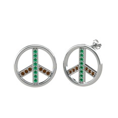 Barış Küpe - Yeşil kuvars ve dumanlı kuvars 925 ayar gümüş küpe #fp8dcm