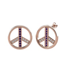 Barış Küpe - Ametist ve swarovski 14 ayar rose altın küpe #fu3551