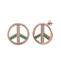 Barış Küpe - Swarovski ve yeşil kuvars 925 ayar rose altın kaplama gümüş küpe #g530pe